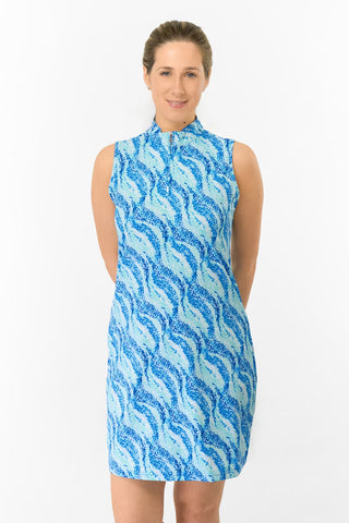 Miley Sleeveless Golf Dress - Marine Mosaic