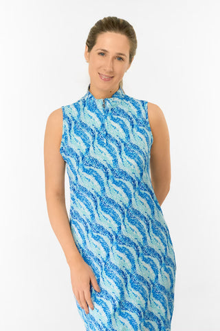 Miley Sleeveless Golf Dress - Marine Mosaic