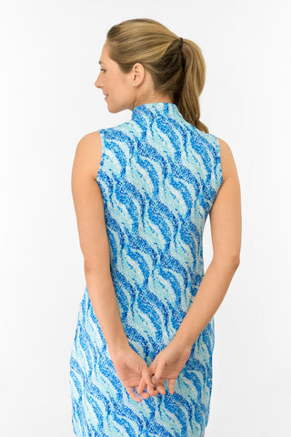 Miley Sleeveless Golf Dress - Marine Mosaic