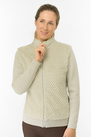 Ellisa Faux Fur Cardigan - Oyster