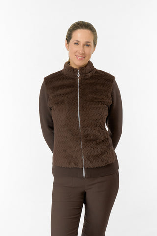 Ellisa Faux Fur Cardigan - Cocoa Powder