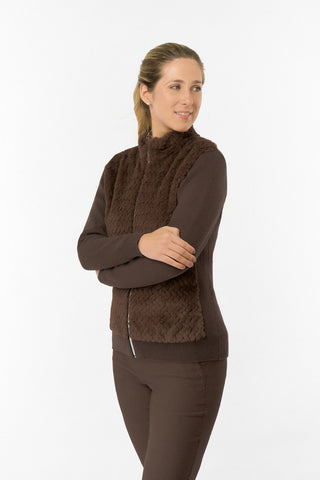 Ellisa Faux Fur Cardigan - Cocoa Powder
