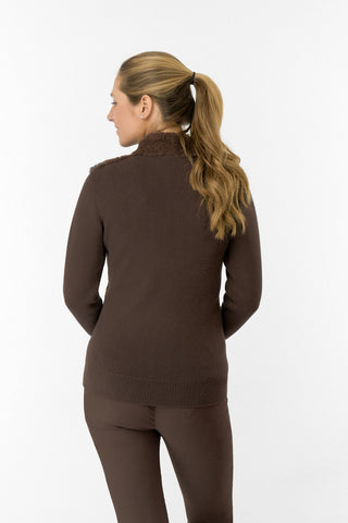 Ellisa Faux Fur Cardigan - Cocoa Powder