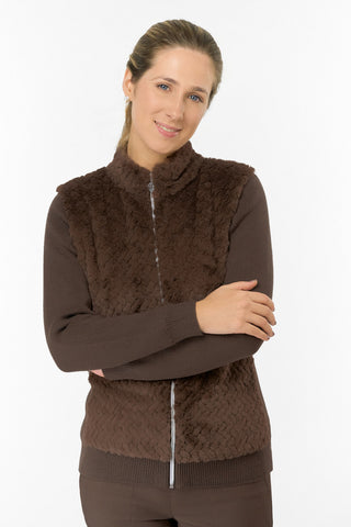 Ellisa Faux Fur Cardigan - Cocoa Powder