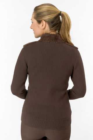 Ellisa Faux Fur Cardigan - Cocoa Powder
