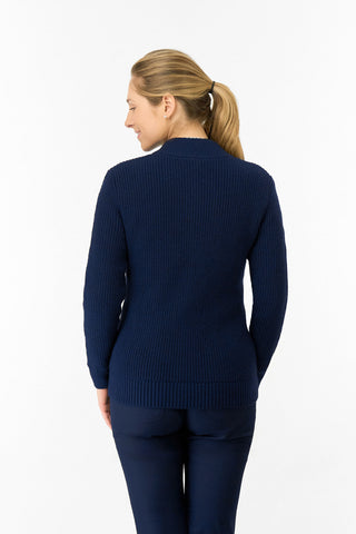 Sophia Elena Knit Lined Cardigan - Navy