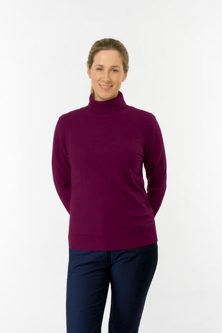 Sarah Roll Neck Jumper With Faux Fur Lining - Morello Cherry