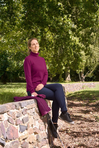 Sarah Roll Neck Jumper With Faux Fur Lining - Morello Cherry