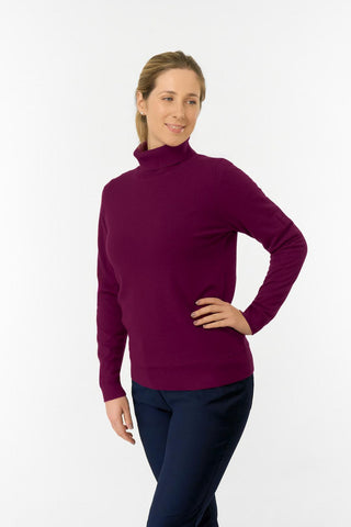Sarah Roll Neck Jumper With Faux Fur Lining - Morello Cherry