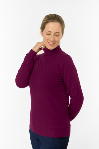 Sarah Roll Neck Jumper With Faux Fur Lining - Morello Cherry