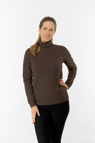 Sarah Roll Neck Jumper With Faux Fur Lining - Cocoa Powder
