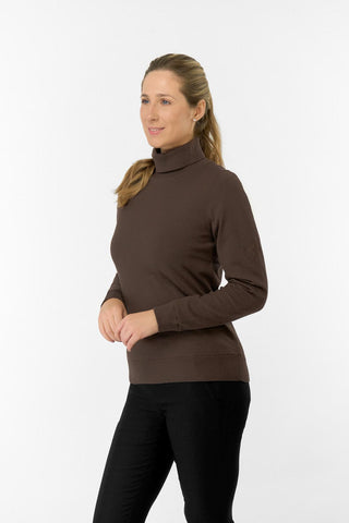 Sarah Roll Neck Jumper With Faux Fur Lining - Cocoa Powder