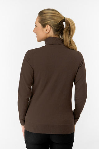 Sarah Roll Neck Jumper With Faux Fur Lining - Cocoa Powder