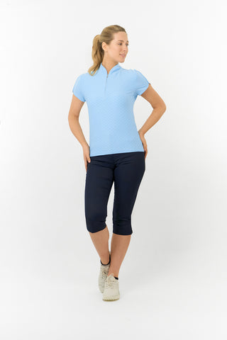 Valley Cap Sleeve Ladies Golf Polo Shirt - Pale Blue