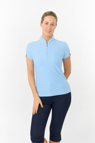 Valley Cap Sleeve Ladies Golf Polo Shirt - Pale Blue