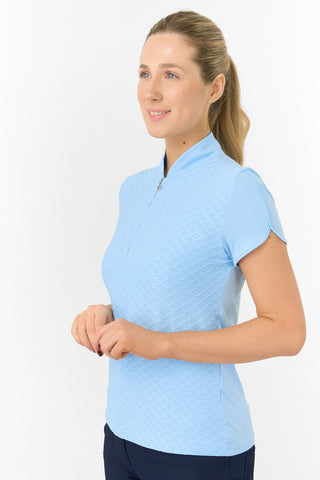 Valley Cap Sleeve Ladies Golf Polo Shirt - Pale Blue
