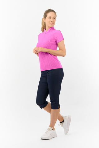 Valley Cap Sleeve Ladies Golf Polo Shirt - Azalea