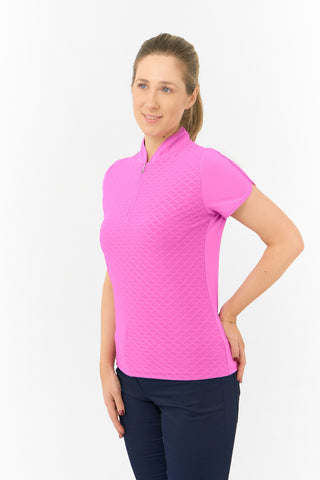 Valley Cap Sleeve Ladies Golf Polo Shirt - Azalea