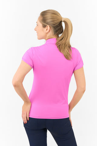 Valley Cap Sleeve Ladies Golf Polo Shirt - Azalea