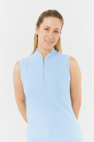Sleeveless Ladies Golf Polo Shirt - Pale Blue