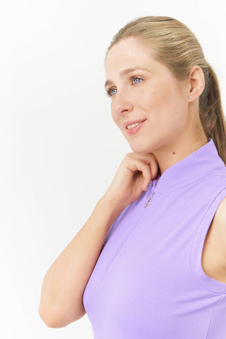 Pure Golf Jasmine Sleeveless Golf Polo Shirt - Deep Lilac