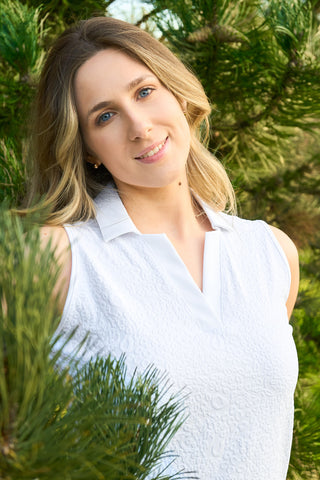 Christy Jacquard Sleeveless Polo Shirt - White