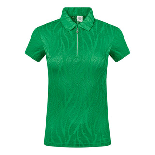 Freya-Jacquard Short Sleeve Ladies Golf Polo Shirt - Emerald
