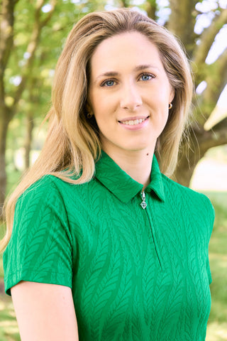 Freya-Jacquard Short Sleeve Ladies Golf Polo Shirt - Emerald