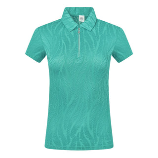 Freya-Jacquard Ladies Golf Short Sleeve Polo Shirt - Ocean