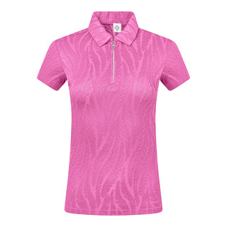 Freya-Jacquard Short Sleeve Ladies Polo Shirt - Azalea