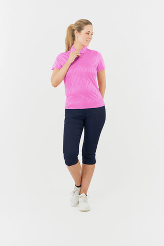 Freya-Jacquard Short Sleeve Ladies Polo Shirt - Azalea