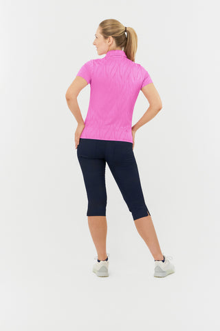 Freya-Jacquard Short Sleeve Ladies Polo Shirt - Azalea