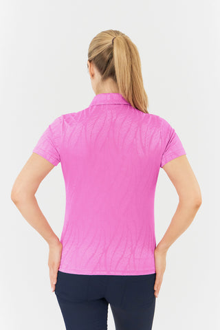 Freya-Jacquard Short Sleeve Ladies Polo Shirt - Azalea