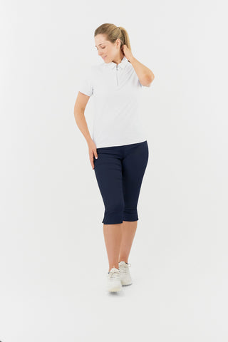Jacquard Ladies Golf Short Sleeve Polo Shirt - White