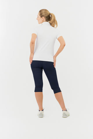 Jacquard Ladies Golf Short Sleeve Polo Shirt - White