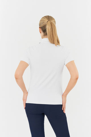 Jacquard Ladies Golf Short Sleeve Polo Shirt - White