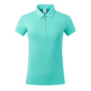 Rebecca-Jacquard Short Sleeve Ladies Golf Polo Shirt - Ocean