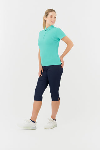 Rebecca-Jacquard Short Sleeve Ladies Golf Polo Shirt - Ocean