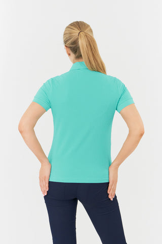 Rebecca-Jacquard Short Sleeve Ladies Golf Polo Shirt - Ocean