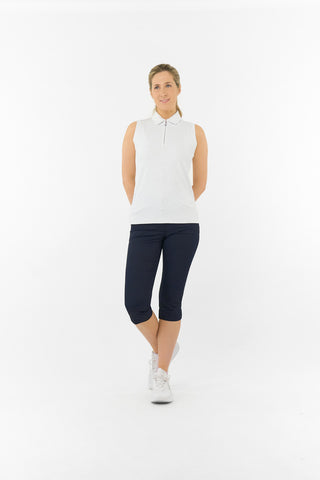 Rebecca Lily PWP Sleeveless Polo Golf Shirt - White