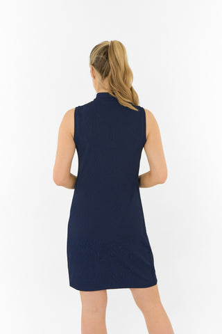 Sabrina Textured Sleeveless Dress - Navy