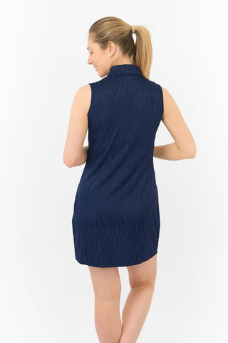 Freya Jacquard Sleeveless Ladies Golf Dress - Navy