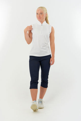 Bloom2 Ladies Sleeveless Polo Shirt - White