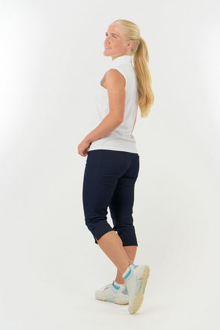 Bloom2 Ladies Sleeveless Polo Shirt - White