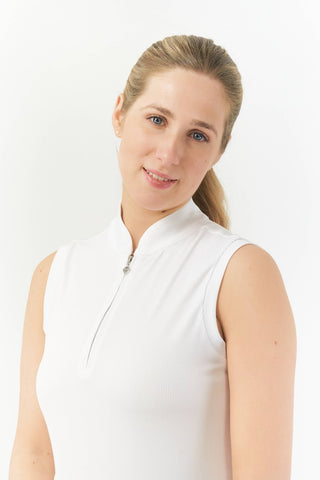 Pure Golf Jasmine Sleeveless Golf Polo Shirt - White