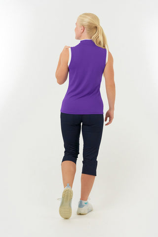 Bloom Sleeveless Golf Polo Shirt - Purple
