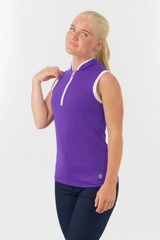 Bloom Sleeveless Golf Polo Shirt - Purple