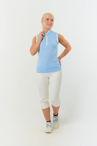Bloom Ladies Sleeveless Golf Polo Shirt - Pale Blue