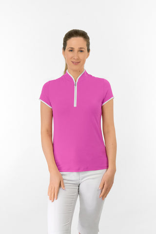 Bloom2 Ladies Cap Sleeve Polo Shirt - Azalea Pink