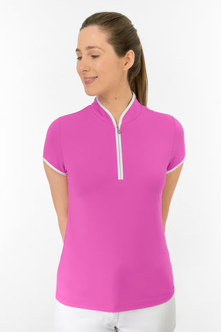 Bloom Cap Sleeve Womens Golf Polo Shirts - Azalea